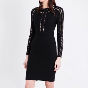 Maje Black Long Sleeve Dress with Intricate Detailing